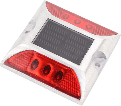 Alomejor Solar Driveway Lights, Cast Aluminum IP68 Outdoor Light with 72 Hour Runtime, 10 Ton Pressure Marker for Pathway and Garden (Red)