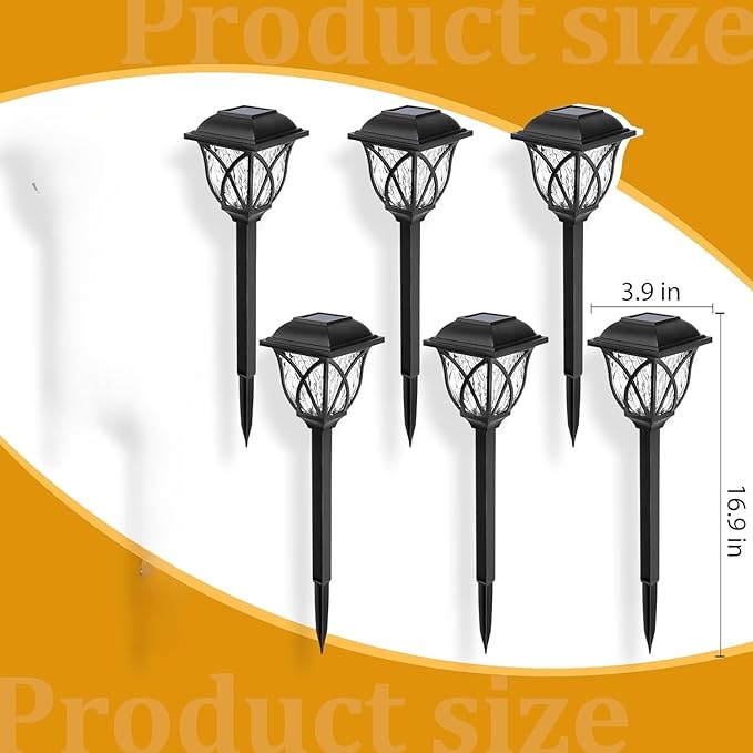 Solar Lights Outdoor Garden, 6 Pack LED Garden Waterproof, Solar Powered Pathway Lights for Yard, Patio, Landscape, Walkway, Path(Cold White)
