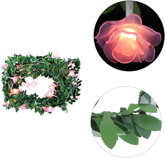 DOITOOL 2pcs Decorative Garland String Light Xmas Decor Led Flowers Battery Operated for Outdoor and Indoor Festivities for Gardens and Patios