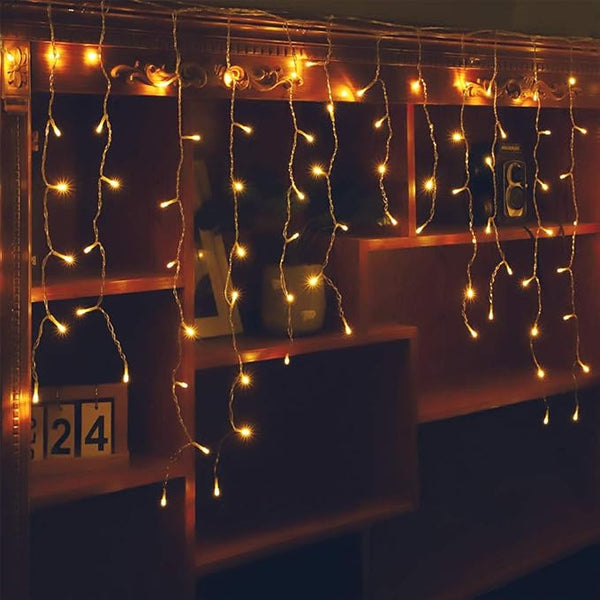Orangie LED Icicle Lights, 96 LEDs 9.8ft 8 Modes, Curtain Fairy Light, LED String Light - Decorative Outdoor Light | Lumora