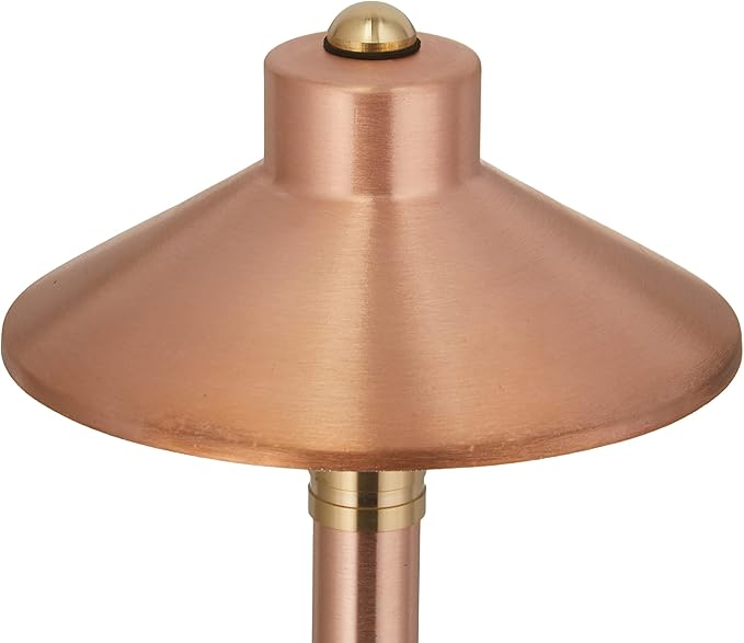 VOLT Flat Hat 12V Copper Path Light (7" Shade, 24" Tall) for Low Voltage Landscape Lighting on Outdoor Pathway, Walkway, Garden, Driveway or Patio