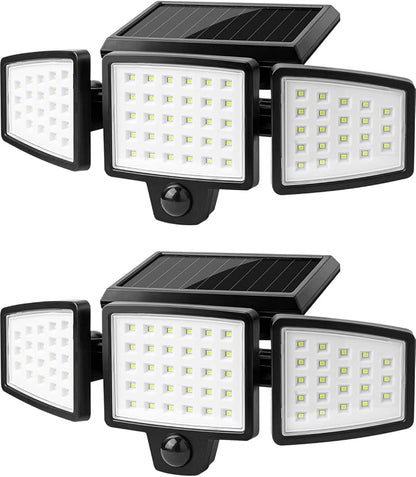 Lepro Bundle - 2 Pack Solar Flood Light 3 Adjustable Heads & 50 ft Outdoor String Lights 25 LED G40 Edison Bulbs String Lights