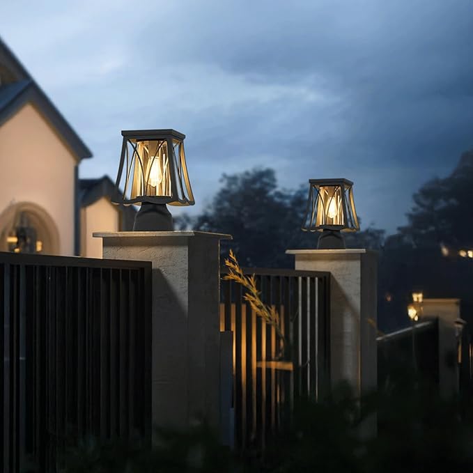 Outdoor Solar Post Light with Wired Option, Square Pillar Light for Fence and Gate, Exterior Post Lamp and Column | Lumora