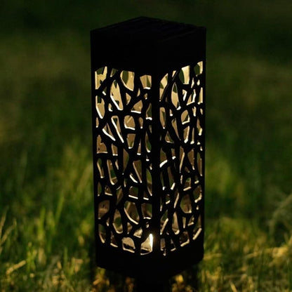 6pcs Waterproof Solar Lawn Lights Hollow-Out Ground Plug Outdoor Garden Path Lighting Warm White