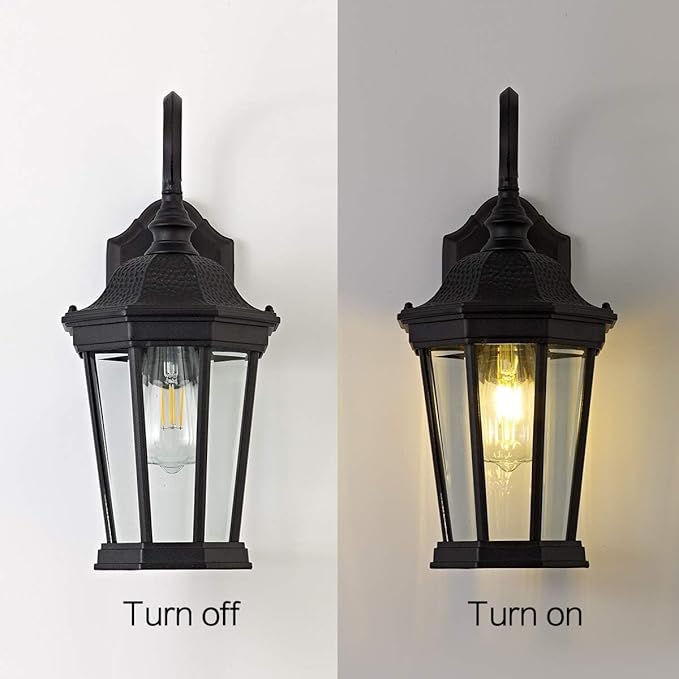 Outdoor Wall Lantern, Exterior Waterproof Outdoor Wall Light Fixtures, Black Aluminum Porch Sconces with E26 | Lumora