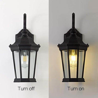 Outdoor Wall Lantern, Exterior Waterproof Outdoor Wall Light Fixtures, Black Aluminum Porch Sconces with E26 Sockets & Clear Glass