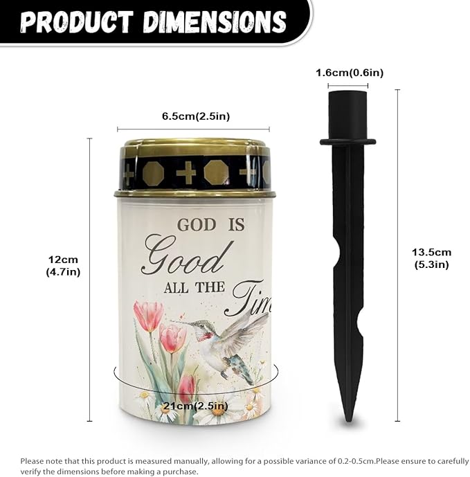 God is Good All The Time Solar Lights Outdoor Garden, Waterproof Solar Powered Stake Lights, Christmas Birthday Gifts for Grave Dad Grandma Garden Yard Gravesite Decorations