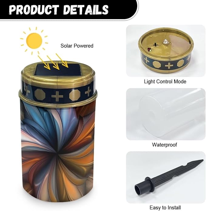 3D Floral Print Solar Lights for Cemetery Removable Easy to Install Solar Outdoor Lights Decoration Stylish Garden Light Stake for Desk Deck Pathway Tombstone Garden Lighting