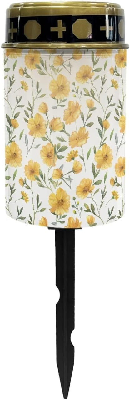 Floral Yellow Solar Pathway Lights,Waterproof Solar Garden Lights Outdoor Solar Walkway Lights Landscape Decoration Lighting for Yard,Walkway,Patio,Driveway