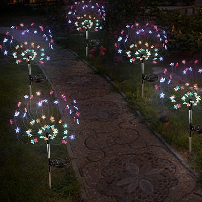 [2 Pack] Solar Star Firework Tree Light, LED Outdoor Star Firework Stakes Solar Garden Decorative Lights for Walkway Pathway Backyard Christmas Decoration Parties (Multi - Color)