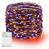 Dazzle Bright Halloween Fairy String Lights, 20FT 60 LED Copper Wire Battery Operated Waterproof Lights, Halloween Decorations for Indoor Home Outdoor Patio Yard Party Decor (Purple and Orange)