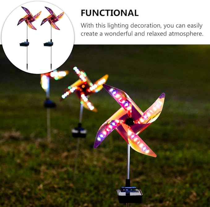 Windmill Shape Solar Path Light Ground Inserted Solar Lamp Outdoor Decorative Lantern for Patio