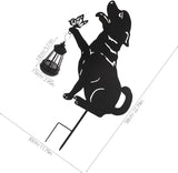 Garneck Outdoor Solar Lawn Lights - Dog Metal Garden Stake with Waterproof Solar Lantern - Decorative Yard Stakes | Lumora