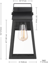 GLOBE Electric 60000029 1-Light Outdoor Wall Sconce, Matte Black, Clear Glass Shade, Porch Light, Wall Lights for | Lumora
