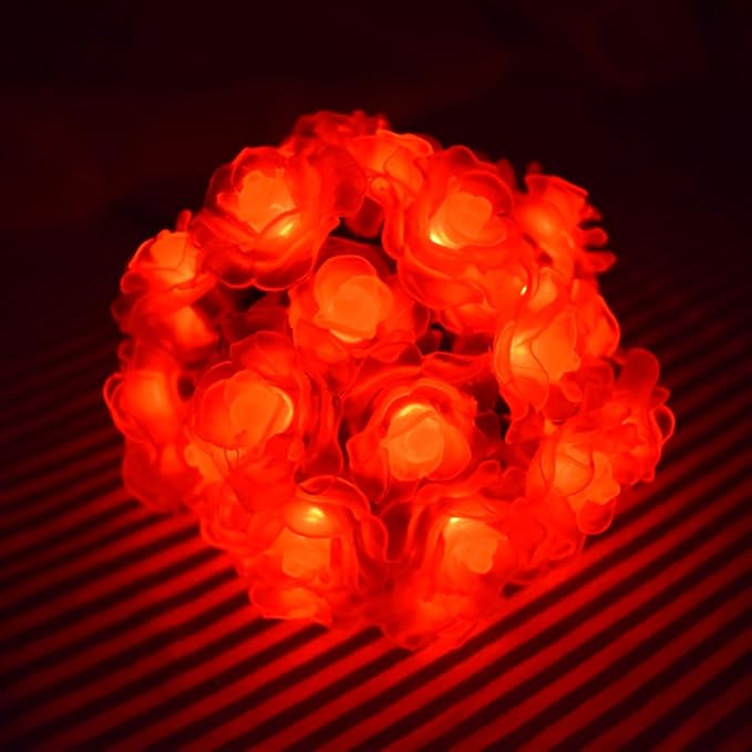 Hann® 30 LEDs Solar String Landscape Lights 20FT Romantic Rose Solar LED Patio String Waterproof Christmas Lights Outdoor Solar Powered Lamp for Garden Yard Home Christmas Tree (30 LED Rose Red)