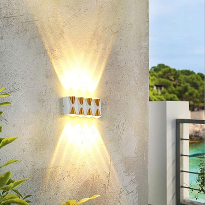Exterior Lights Wall Mount, Up and Down Wall Lamp Indoor 8W Warm White 3000K Porch Lights IP65 Waterproof Morden Wall Sconces Lighting for House Stairs Garage Patio Cafe (White)