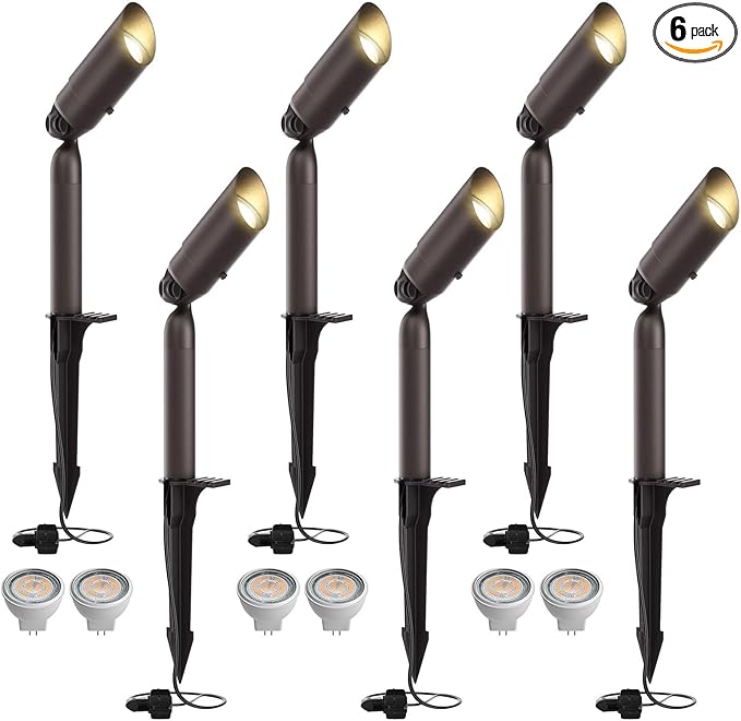 Outdoor Low Voltage Landscape Lighting - 12V Cast Aluminum Spot Lights with 5W 3000K Warm White LED Bulb Waterproof | Lumora