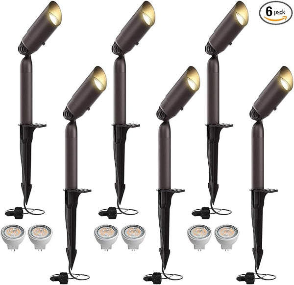 Outdoor Low Voltage Landscape Lighting - 12V Cast Aluminum Spot Lights with 5W 3000K Warm White LED Bulb Waterproof | Lumora