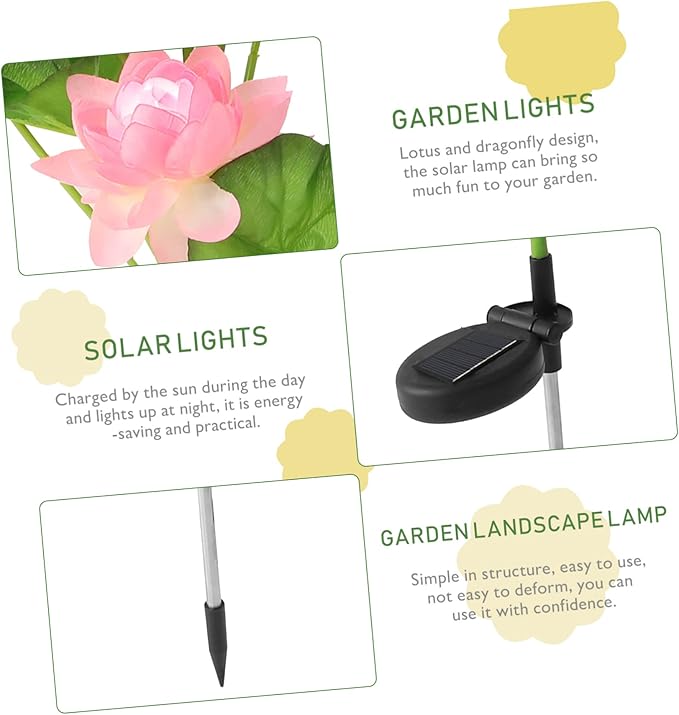 HANABASS Color Changing Solar Lotus Lights Dragonfly Waterproof LED Garden Decor for Outdoor Lighting Solar Pathway Lights for Landscape Decoration