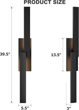 LamQee 39.4" Aluminum Long Outdoor Wall Lights, 3000K 1000LM 20W Integrated LED, Black Modern Exterior Lighting | Lumora