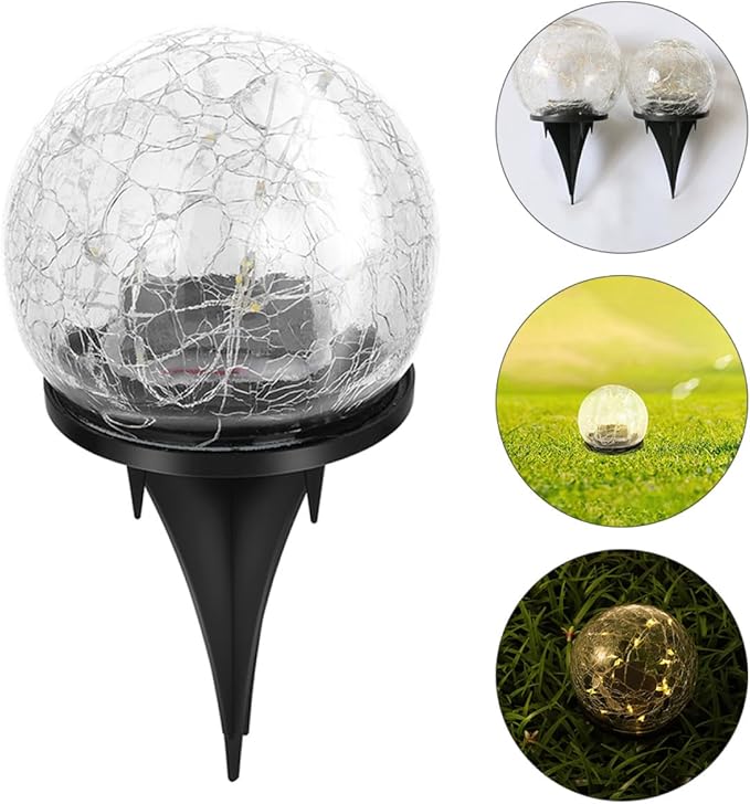 Solar Cracked Ball Light 15cm 30led Warm Warm Tone Ground Light Outdoor Landscape Buried Lamp for Garden Lawn | Lumora