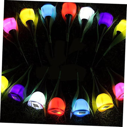 BESPORTBLE 6pcs Solar Led Garden Lights Shape Outdoor Solar Pathway Lights Energy Saving Weatherproof Landscape Decor for Patios and Driveways Random Color