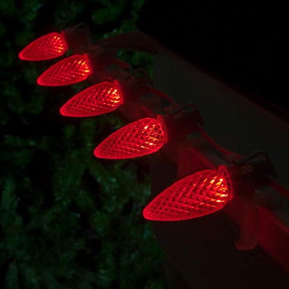 Wintergreen Lighting C9 OptiCore LED Commercial Outdoor Christmas Lights – Heavy Duty Christmas String Lights; Wedding Christmas Lights; White Wire (25 Lights, 25 Ft, Red)