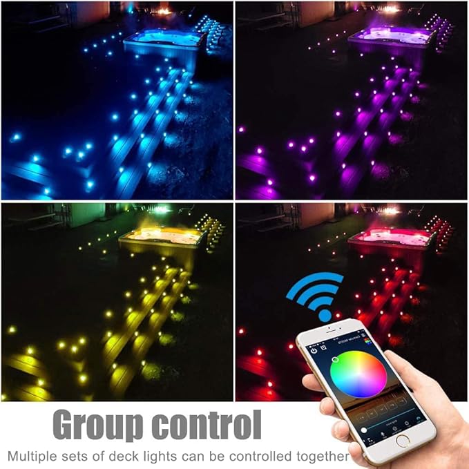 LED Deck Light Kit, 20pcs Φ1.77 WiFi Wireless Smart Phone Control Low Voltage Recessed RGBW Deck Lights with | Lumora