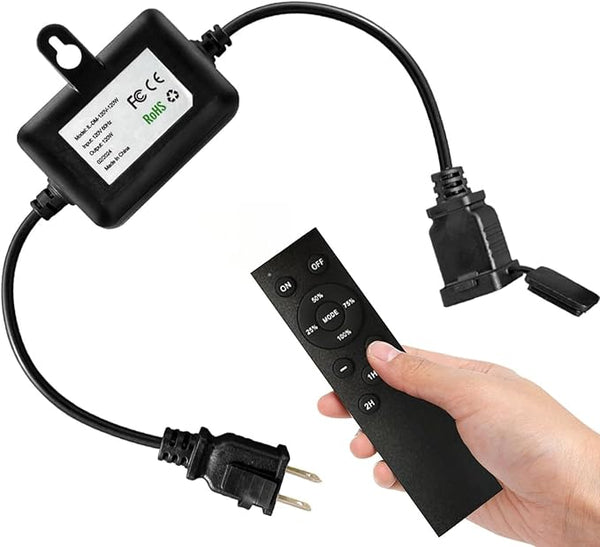 120W(Max) Remote Dimmer Timer Function Plug in for All Outdoor String Lights, Patio Lights, Led Lamp, Lamp in 100FT | Lumora