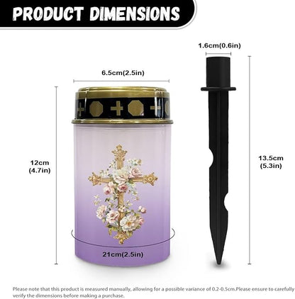 Floral Yard Decorations Outdoor Cemetery Solar Lights for Grave Cross Bright Light for Garden, Lawn,Patio,Yard Decoration