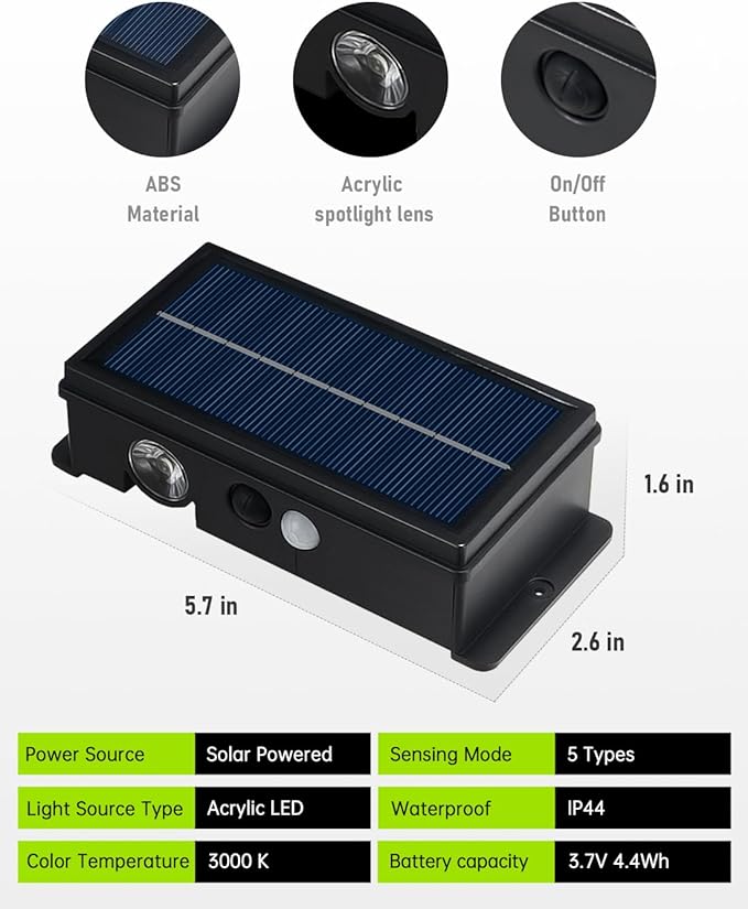Solar Step Lights for Outside Motion Sensor Solar Stair Light Outdoor Waterproof 5 Modes for Stair, Step, Deck, Walkway, Pathway Warm White 4 Pack