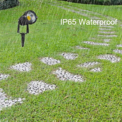 Youngine Pack of 2, Outdoor COB 5W LED Landscape Lights IP65 Waterproof COB Spotlights with Spiked Stand and US Plug for Outdoor Flag, Yard, Lawn, Tree (Warm White)
