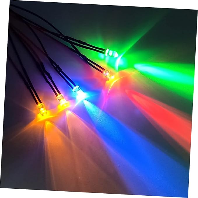 DOITOOL 20pcs White Pre-Round Shape Led Bulb Lamp Low Power Consumption Flexible Cable for Toys and Decorations