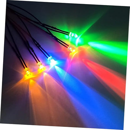 DOITOOL 20pcs White Pre-Round Shape Led Bulb Lamp Low Power Consumption Flexible Cable for Toys and Decorations