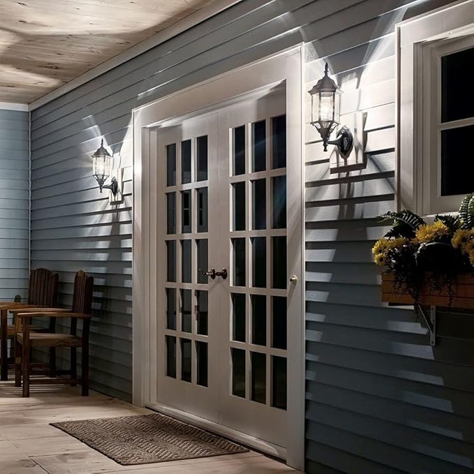 Kichler Chesapeake 17" Outdoor Wall Light in White, 1-Light Exterior Porch Light, Coastal Wall Sconce with Clear Beveled Glass, (17" H x 6.5" W), 49255WH