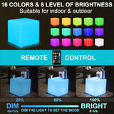 15-in LED Cube Chair Lights, 16 RGB Colors Changing Light Up Cubes w/Remote, Versatile LED - Outdoor Wall Light | Lumora