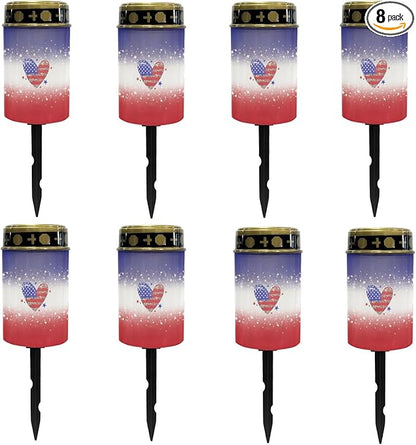 Solar Pathway Lights Outdoor Waterproof Garden Stake Lights US Flag Love Heart LED Lantern Warm White Landscape Lighting for Yard Patio Driveway Solar Powered Fairy Lights Spotlight