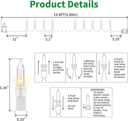 LAMPHOME Christmas Lights 100 Count Mini Clear Valentines Lights 19.6ft White Wire Christmas Tree String Lights for Outdoor Indoor Christmas Decorations Wedding Valentines Day Decor,UL Certified