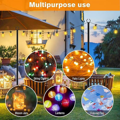 LETIANPAI 10Ft String Light Poles 4 Pack,Light Poles for Outside Lights,Outdoor with Fence Brackets Hanging Lights,Metal Stand Deck Patio Backyard (2 Pack 10FT)