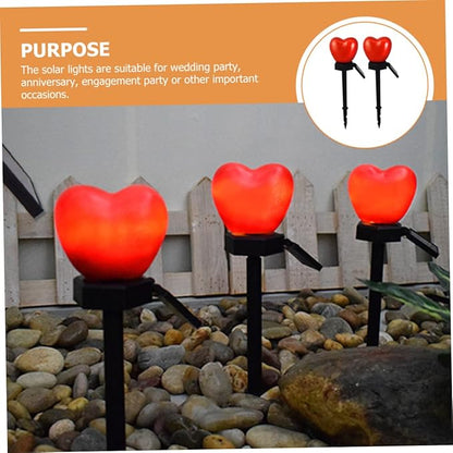 Milisten 2pcs Valentine Day Special Heart Shape Solar Pathway Lights Outdoor Solar Lights for Landscape