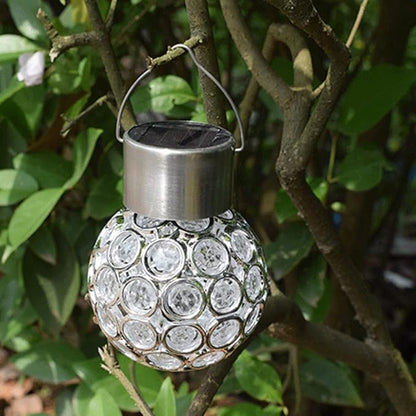 Solar Hanging Ball Lights, 2 Pack Outdoor Solar Powered Hollow Out Ball Lights, Hanging LED Light with 7 Color Auto-Changing for Yard, Garden, Lawn, Patio, Flower Bed