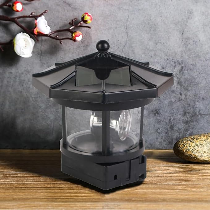 Hemoton Outdoor Solar Lights,Rotatable LED Solar Lighthouse,Outdoor Light Beacons Tower,Waterproof Walkway Lights, Garden Lights Lawn Lantern,Lamp Towers for Garden Yard Outdoor Decor