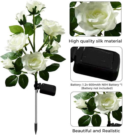 2 Pack Solar Garden Lights Outdoor, Waterproof 7-Rose Flower Lights for Yard, Solar Powered Outdoor Lights, Stake Lights for Patio Pathway Lawn Fence(Pink, 27")