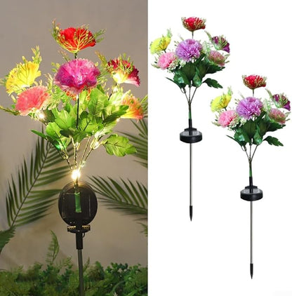 2 Pack Solar Garden Lights IP65 Waterproof LED Stakes 70cm Outdoor Decorative Lighting for Patio Path Lawn Balcony Fence(Color)