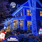 JMEXSUSS 66ft 200 LED Blue Christmas Lights Outdoor Plug in