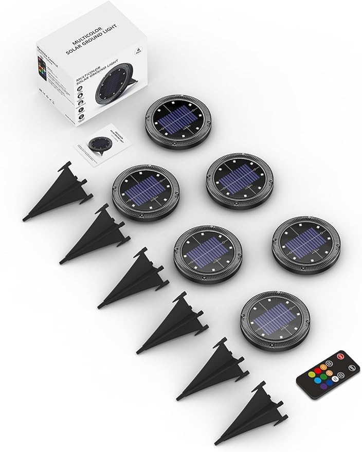 Color Changing Solar Ground Lights with 33ft Long Distance Remote Control - Flat Solar Lights Outdoor Waterproof | Lumora