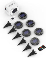 Color Changing Solar Ground Lights with 33ft Long Distance Remote Control - Flat Solar Lights Outdoor Waterproof | Lumora
