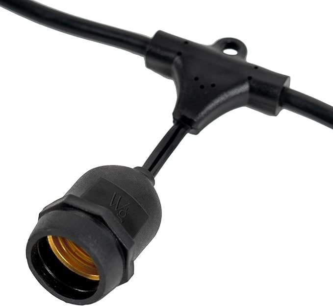 100-ft 50 Suspended Sockets E26 Commercial Patio Light Stringer, Heavy Duty - Outdoor Security Flood Light | Lumora