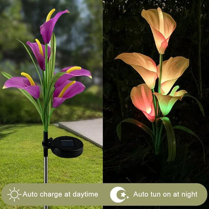Aolyty Solar Garden Lights Outdoor Decor, Multi-Color Changing LED Solar Calla Lily Flower IP65 Waterpoof Landscape Lghting for Lawn Garden Yard Pathway Decoration (Red, 2 Pack)