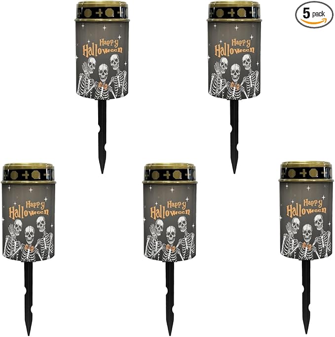 Happy Halloween Solar Lights Outdoor Waterproof Solar Pathway Lights Halloween Decor LED Solar Lantern Landscape Lighting for Yard Patio Solar Stake Lights Wall Light Auto On/Off